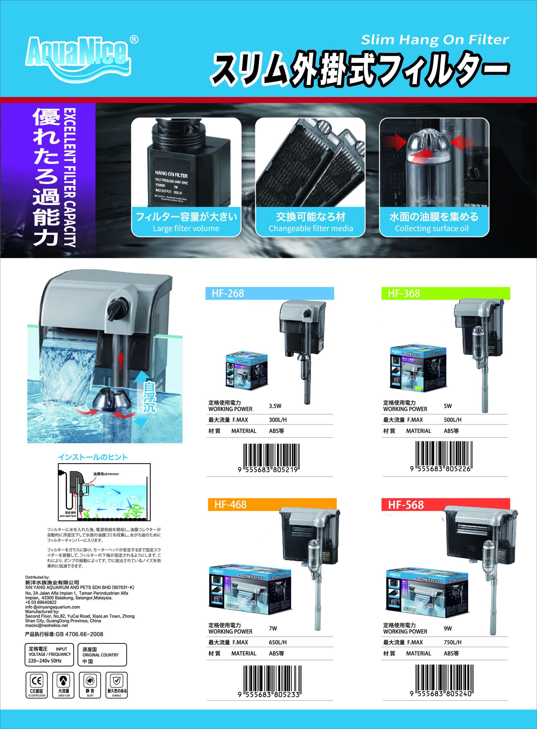Aquanice Hang-On Filter HF-468 alternate view